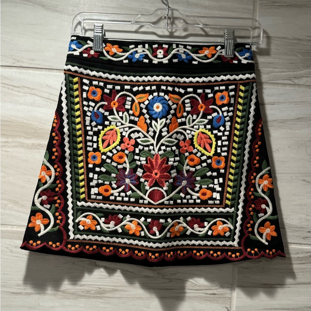 Lulus Don't Stop the Party Black Embroidered Mini Skirt Size Small - Picture 2 of 11